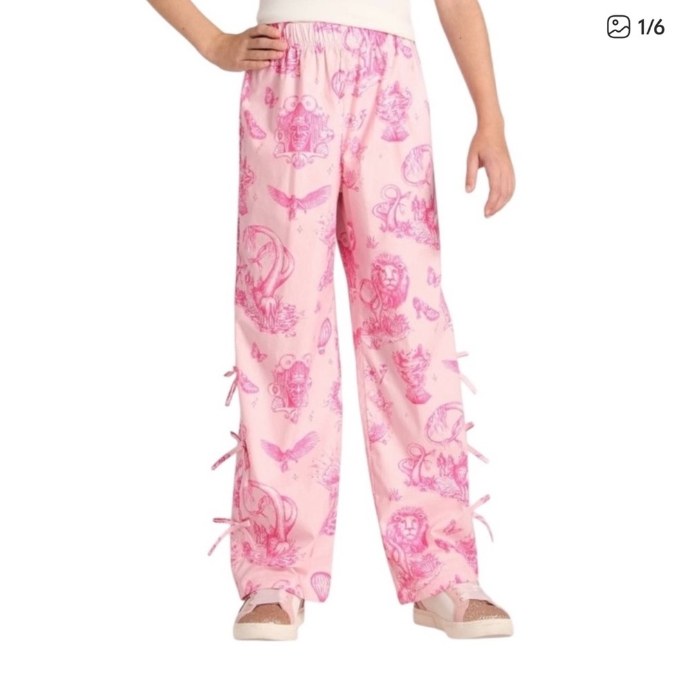 NWT Wicked x Katie Kime Toile Printed Bow Detailed Poplin Pants Size Medium (8)